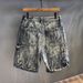 Men's Clothing Fashionable Retro Washed Denim Shorts Men's Loose Straight Personalized Print Youth All Match Shorts Summer Leisure_viptrois.com