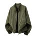 Men's Clothing Men's Distressed Color Baseball Jacket – Oversized Workwear Style, Breathable Polyester, Zip-Up Casual Coat (Black/Army Green/Gray)_viptrois.com