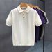 Casual Knitted T-Shirt Short Sleeved Simple Solid Color Comfortable Breathable Top Hong Kong Style Fashion Trendy_viptrois.com