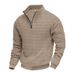 Men's Jacquard Checkered Half-Zip Sweatshirt – Stand Collar Pullover (Black/Grey/Khaki, Sizes S-XXXL)_viptrois.com
