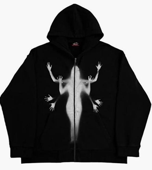 Street Hip Hop Gothic Y2K Black Zipper Hoodie 2022 Rock Harajuku Jacket Sweatshirt For Women_viptrois.com