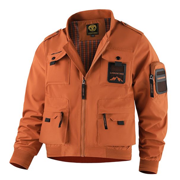 Men's Military Work Jacket With Multiple Pockets - Stylish Outdoor Utility Coat For Casual & Streetwear (XS-3XL, Black/Navy/Beige/Brick Red/Khaki)_viptrois.com