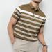 Xiaohongshu Blogger Wears Summer Clothes New Men's Lapel Striped POLO Shirt Urban Casual Short-sleeved Polo Shirt Cotton_viptrois.com