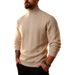 2025 Autumn And Winter New European Size Solid Color Jacquard Sweater Men's High Collar Thick Warm Sweater_viptrois.com