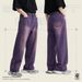 Korean Style Washed Wide Leg Jeans – Retro Colorful Loose Fit Pants (Pinky, Violet, Old Green, Black Gray, Light Blue, XS-XL)_viptrois.com