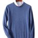 Pure Autumn Winter Cashmere Base New Loose Round Neck Casual Warm Sweater Wool Shirt Top Men's Fashion_viptrois.com