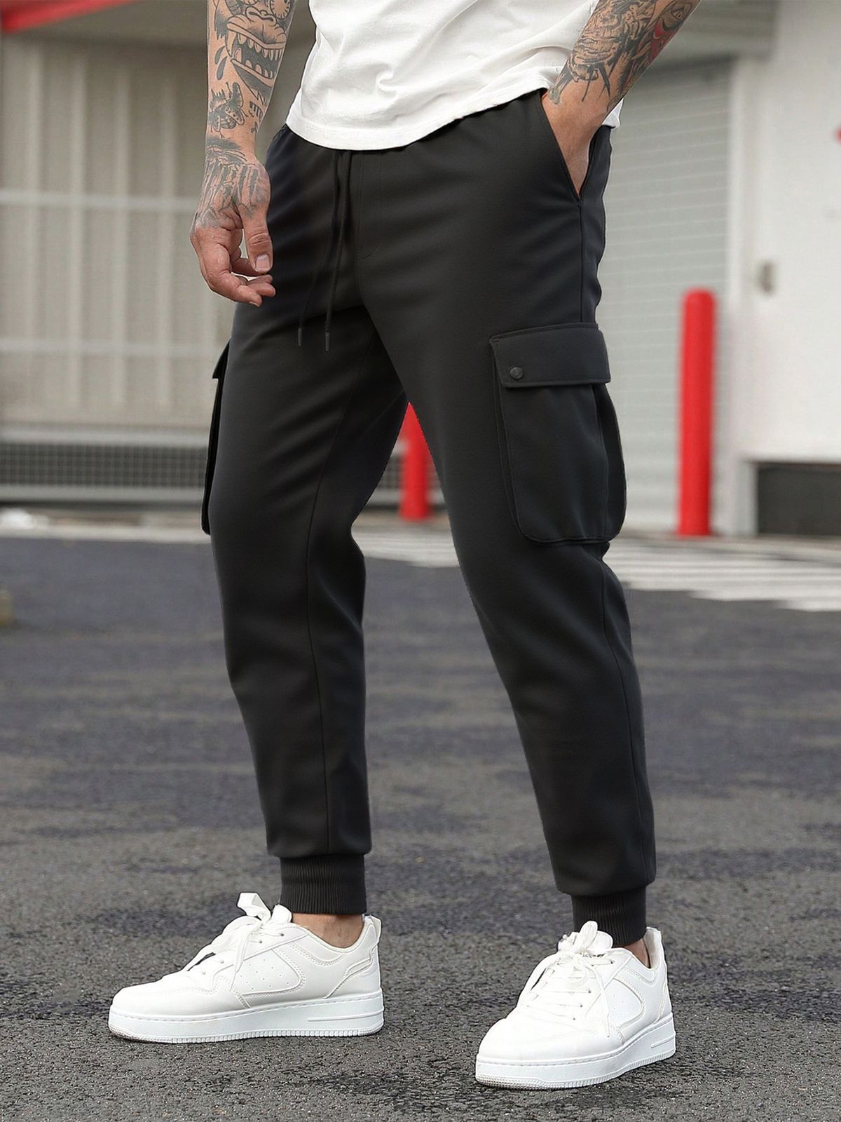 Men's Cargo Jogger Pants – Streetwear Utility Trousers With Adjustable Drawstring & Multiple Pockets_viptrois.com