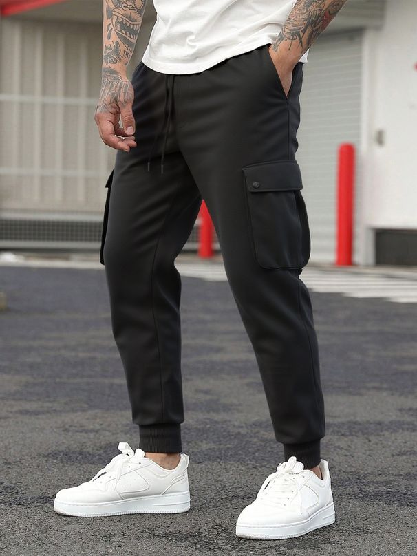 Men's Cargo Jogger Pants – Streetwear Utility Trousers With Adjustable Drawstring & Multiple Pockets_viptrois.com