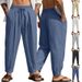 Breathable Cotton-Blend Drawstring Waist Wide-Leg Pants For Men, Comfortable Loose Fit Casual Trousers With Pockets_viptrois.com