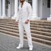 Autumn Men's New Waffle Solid Color Stand Collar Cardigan Shirt Long Sleeve Trousers Suit_viptrois.com