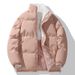 Double-Sided Wear Fleece-Lined Thickened For Men And Women Couples Warm Cotton Coat Stand Collar Loose Casual Puffer_viptrois.com