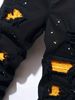 Men's Slim Fit Ink Splashed Patchwork Color Matching Skinny Pants New Men's Paint Jeans_viptrois.com