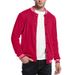Men's Retro Fleece Baseball Jacket – Stand Collar, Button-Up, Loose Fit (Navy/Black/Red/Light Gray/Royal Blue, S-XXXL)_viptrois.com