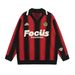 American Trendy Brand Letter Jacquard Color-Block Vertical Stripe Sweater Men's Sports Lazy Style Turn-Down Collar_viptrois.com