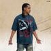 American-style Trendy Brand Washed And Distressed Doberman Print Short-sleeve Loose-fit T-shirt For Men_viptrois.com