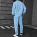 Men’s Textured Polo & Long Pants Set – Breathable Polyester Casual Sportswear (S-XXXL, White/Grey/Black/Army Green/Sky Blue/Khaki)_viptrois.com