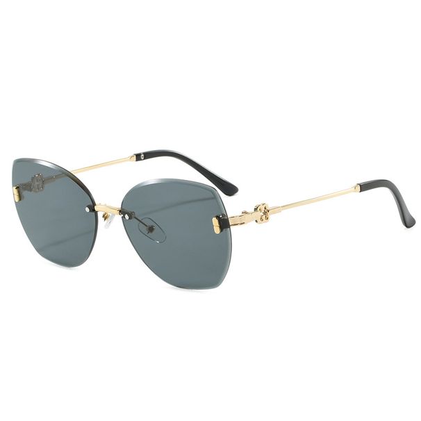 25004 New Women's Sunshade Glasses Metal Frameless Hollow Cut Edge Fashion Trend Street Style Sunglasses_viptrois.com