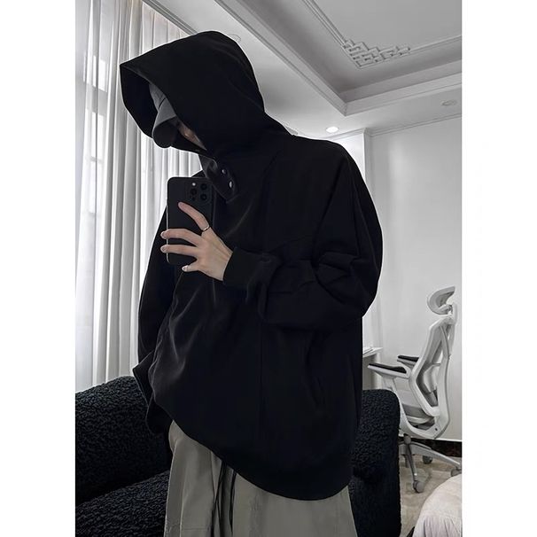 Autumn And Winter Stiff Hoodie Solid Color Hoodie Top Casual Jacket_viptrois.com