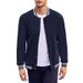 Men's Clothing Vintage American-Style Fleece Baseball Jacket – Thick Polyester Blend, Stand Collar, Ribbed Hem (Navy, Black, Red) – Relaxed Fit_viptrois.com
