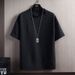 Men's Clothing New Style Half Sleeved T Shirt Cotton Linen Short Sleeved T Shirt Men's Summer Solid Color Loose Bottoming Shirt White_viptrois.com