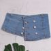 2020 new trendy asymmetrical double-breasted buttoned stretch denim girdle for women with skirt, shirt and jeans_viptrois.com