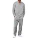 Men's Waffle Pattern Solid Color Zipper Long Sleeve Sports Pants Casual Basic Two Piece Set Black Gray Khaki Summer Loose Fit_viptrois.com