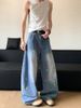 2026 Summer American Graffiti Wide-leg Jeans Men's New Design Sense Niche High-waisted Thin Loose Straight-leg Pants_viptrois.com