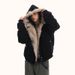 "Men's Winter Hooded Puffer Jacket With Faux Fur Trim – Thickened Polyester Coat In Black/Grey (Streetwear Style, Loose Fit)"_viptrois.com