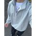 Men's Light Gray Half-Zip Sweatshirt - Heavyweight Casual Pullover With Stand Collar For Spring & Fall_viptrois.com