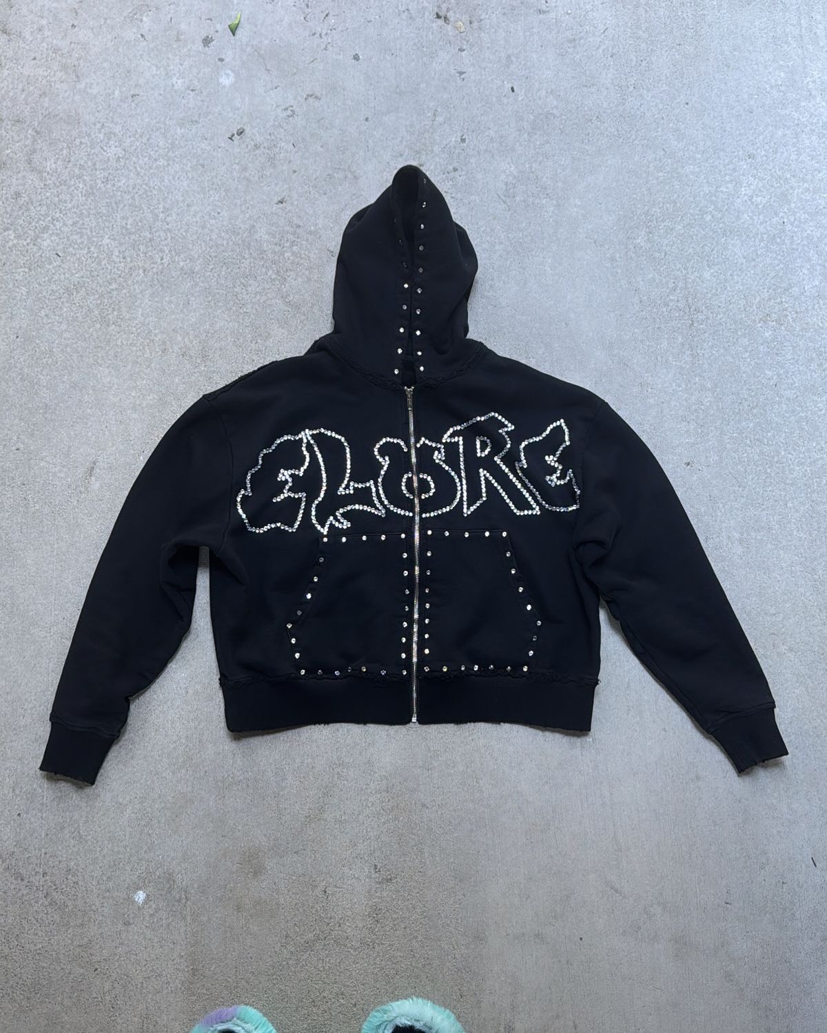 Men's Clothing Autumn And Winter Personality Hot Diamond Loose Jacket New Men And Women's Zipper Hoodie Long Sleeved Sweater_viptrois.com