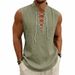 Men's Viking Style Linen Tank Top - Breathable Oversized Sleeveless Shirt With Adjustable Drawstring & Medieval Aesthetic_viptrois.com
