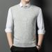 Men's Wool Blend Sleeveless Sweater Vest, Round Neck Pullover Knit Vest For Casual & Business Wear_viptrois.com