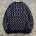 Men's Clothing Jacquard Knit Sweater Autumn/Winter Original Streetwear Geometric Knit Sweater - Oversized Crewneck Pullover In Navy Blue_viptrois.com
