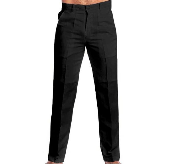 Men's Clothing 2024 Summer Men's Beach Straight Solid Color Comfortable Outdoor Breathable Cotton And Linen Loose Casual Trousers_viptrois.com