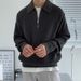 Half Zip Sweater Men's Autumn And Winter High Grade Feel Lazy Style Polo Neck Knit Loose Casual Thread_viptrois.com