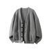 Autumn And Winter Men's New Lazy Style V Neck Knitted Sweater Couple Loose Versatile Cardigan Large Size Jacket_viptrois.com