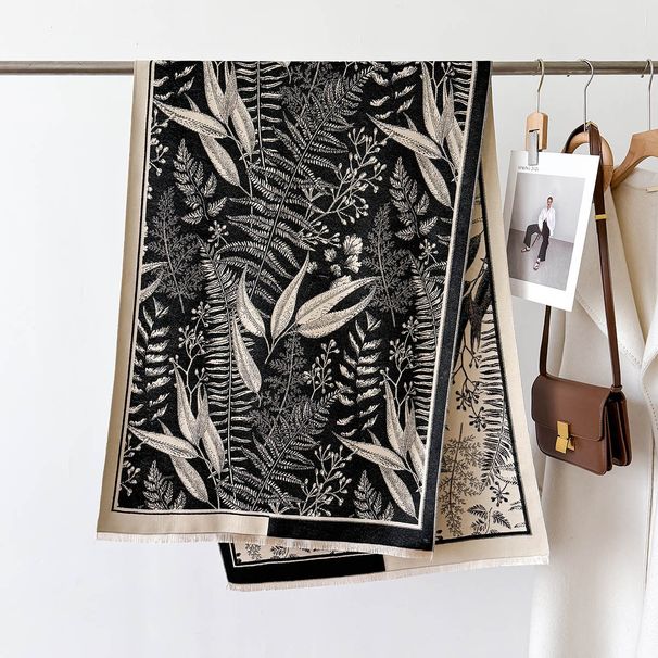 Vintage-Inspired Winter Scarf Shawl With Classic Landscape & Letter Print - Soft Faux Cashmere Wrap For Women & Men_viptrois.com