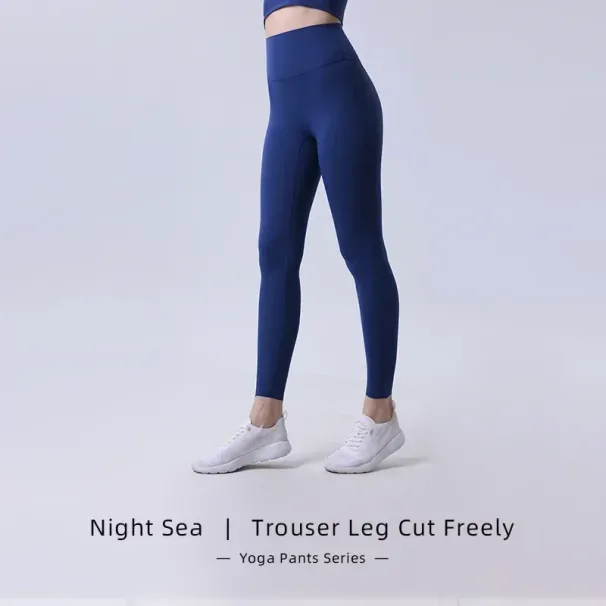 2024 Summer Solid Color High Waisted Sport Gym Fitness Leggings Exercise Yoga Running Cycling Pants Breathable Sports Leggings_viptrois.com