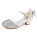 Girls High Heels Little Princess Performance Leather Shoes Silver Children's Matching Dress Middle And Large Children Catwalk Stage Crystal Shoes_viptrois.com