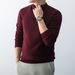 Men's Casual Zip-Up Knit Sweater – Soft Pullover With Stylish Half-Zip (Burgundy/Brown/Khaki/Dark Gray)_viptrois.com