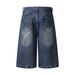 Men's Clothing Ripped Camouflage Stitching Distressed Stitching Wide Leg Jeans Washed Distressed Loose Embroidered Wide Leg Pants_viptrois.com