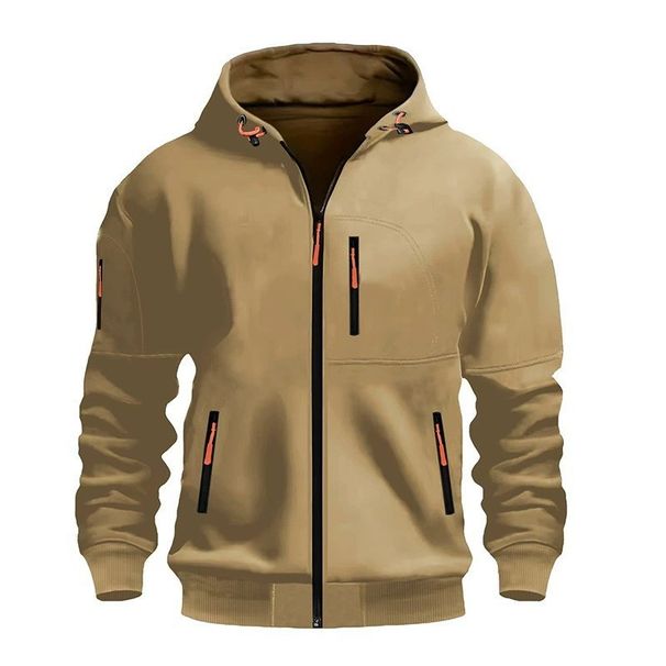 "Men's Fleece-Lined Zip-Up Hoodie - Warm Winter Sweatshirt With Multiple Pockets, Relaxed Fit Cardigan Jacket For Casual Wear"_viptrois.com
