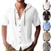 Men's Clothing Casual Short Sleeved Shirt Hooded Fashion Button Cardigan Shirt Trendy Loose Beach T Shirt_viptrois.com