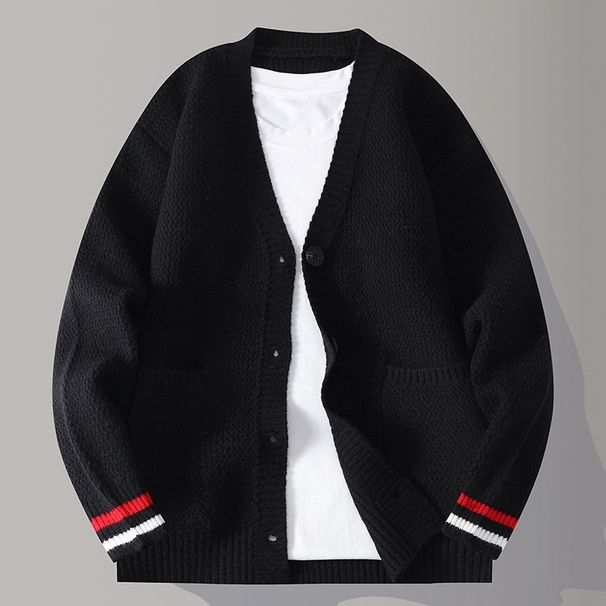 Men's Knit Cardigan – Autumn Fashion Long-Sleeve Sweater With Stand Collar (Trendy Open-Front Coat, Relaxed Fit, Vintage-Inspired Layering Piece)_viptrois.com