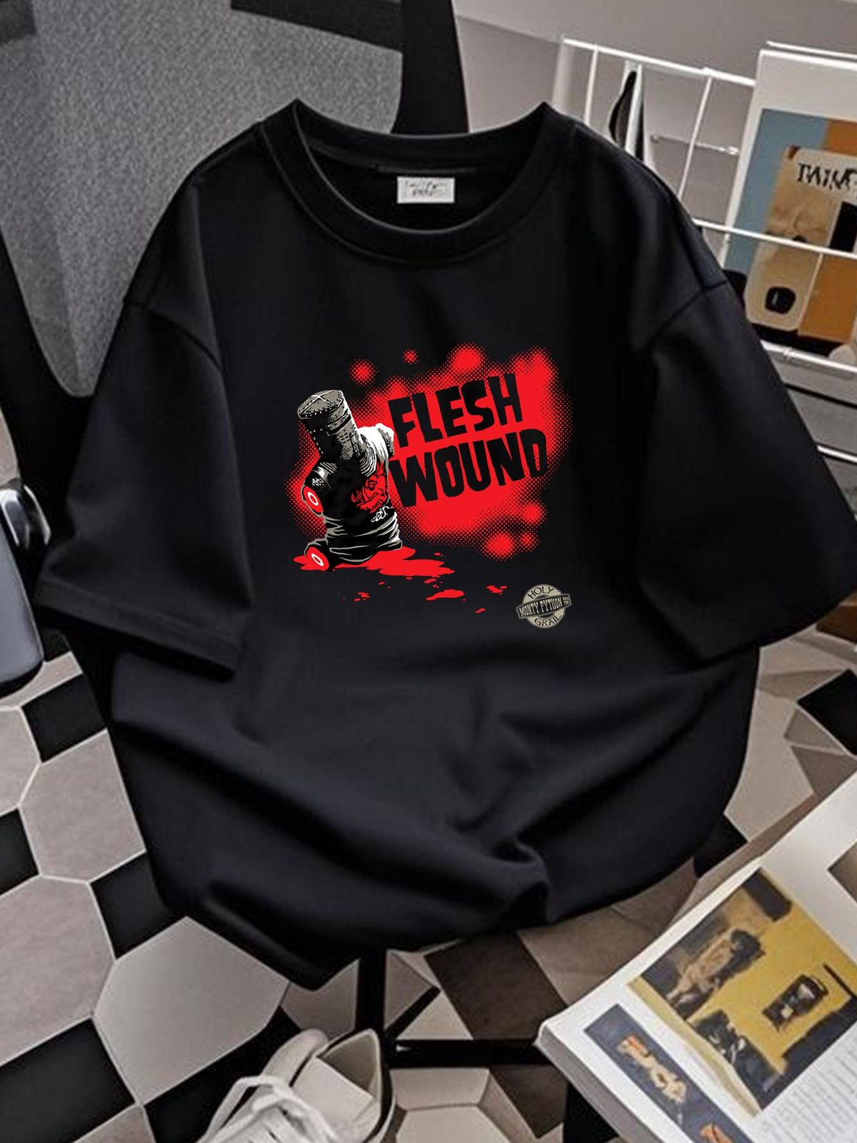 MONTY PYTHON-FLESH WOUND-2 Sd TSHIRT M-L-XL-XXL-3X-4X-5X-6X 'bite Your Legs Off' Summer Breathable Designer Clothes Graphic Streetwear Versatile_viptrois.com