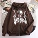 2022 New Zipper Trendy Big Picture Girl Holding A Gun Hooded Sweatshirt Jacket Top_viptrois.com