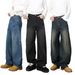 Men's Clothing Retro Silhouette Machete Jeans Loose Structure Design Wide Leg Pants_viptrois.com