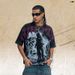 American Vintage All-over Printed Robot Washed Distressed Loose One-piece Cut Short-sleeve T-shirt_viptrois.com
