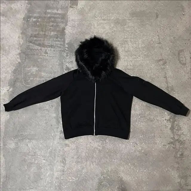 Men's Clothing European And American Fluffy Hat Sweater Solid Color Long Sleeved Pullover Hoodie Retro Jacket 2k Street Trend YHoodie_viptrois.com