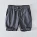 Men's Clothing Elastic Drawstring Ramie Casual Linen Shorts Men's Summer Beach Versatile Loose Cotton And Linen Shorts_viptrois.com